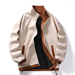 Men's Jackets Suede Jacket Men's Spring Mock Neck Coat Youth Fashion Casual Top Versatile 2023 Clothing Leather Apparel