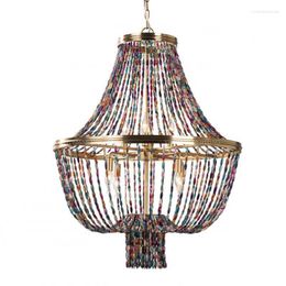 Chandeliers Agate Beads Colorful Lighting Boho Decorative Living Room Chandelier Kitchen Loft Hanging Lights For Nursery Bedroom