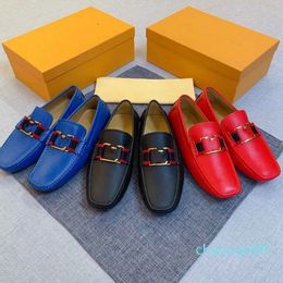 Designer Loafers Shoes Office Wedding Walk Style Man luxurious Dress Shoe Fashion Genuine Leather Handmade Business Red Black Blue Men Shoe Size 38-46
