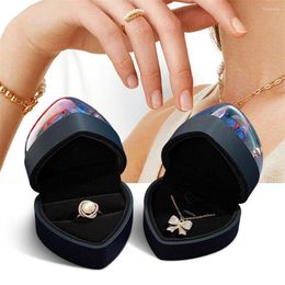 Jewellery Pouches High Quality Romantic Flannel Acrylic Boxes Ring Locket Storage Box Gift Heart Eternal Flower