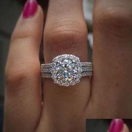 Band Rings Women Rings With Brilliant Cubic Zirconia Luxury Engagement Ring Fashion Wedding Party Jewellery Drop Delivery Jewel Dhgarden Otrme