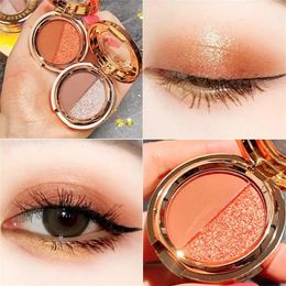 Eye Shadow 2 Colours Palette Matte Glitter Pearlescent Orange Gold Pumpkin Portable Small Plate Beauty Makeup 231113