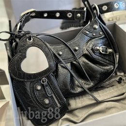 LE CAGOLE designer bag leather handbag luxury borse motorcycle punk pochettes women hiphop sac cross body silver shoulder bag messengers XB014 E23