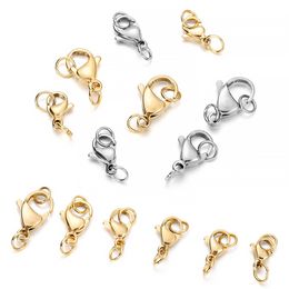 30Pcs/lot Stainless Steel Gold Plated Lobster Clasp Jump Rings For Bracelet Necklace Chains DIY Jewelry Making Findings Supplies Jewelry MakingJewelry Findings