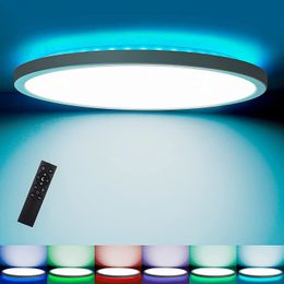 RGB LED LEDフラッシュマウント天井灯12インチ28W 2800LM、丸い薄い薄暗い天井ランプ、ベッドルームキッチンリビングルームのモダンな控えめな天井照明器具