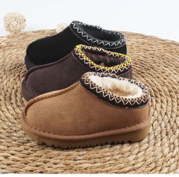 Kids UGGsity Tasman Slippers uggies braid Tazz sandals Baby Shoes Chestnut Fur Slides Sheepskin Shearling Classic Ultra Mini Boot Winter australia shoes DF266