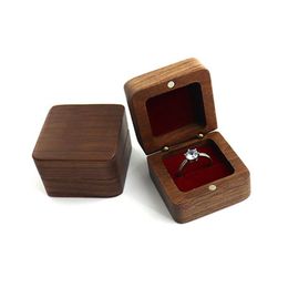 Gift Wrap Black Walnut Wood Ring Boxes Valentines Day Diy Blank Carving Handmade Jewelry Box Necklace Earrings Storage Drop Dhgarden Dh9Jj