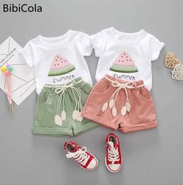 Clothing Sets BibiCola summer clothing set 2pcs tracksuit children cotton suit kids cartoon outfits short sleeve baby girls clothes sets P230418