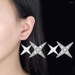 Stud Earrings Fanqieliu Stamp 925 Silver Needle Crystal Crosss Star For Women Trendy Jewelry Girl Gift 2023 FQL23014