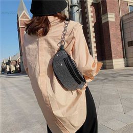 Shoulder Bags Women's Diamond Belt Bag Luxury Fanny Pack Designer Crossbody Chest Bags Brand Chain Banana Hip Waist Bag Female Fashion Purses