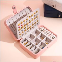 Jewelry Boxes 2022 Jewelry Organizer Display Travel Jewellery Case Boxes Portable Box Leather Storage Earring Holder Drop De Dhgarden Otiwj