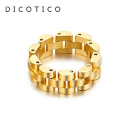 Solitaire Ring Stainless Steel Rings For Women Men Watch Chain Gold Silver Colour Collapsible Fashion Women s Party Knuckle Jewellery 231117