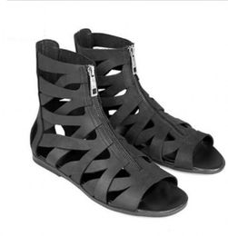 2023 Rome Gladiators Summer Sandals Shoes Cow Leather Korean Style Leisure British Style Plaid Sandalias Big Size 38-46