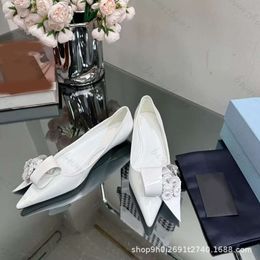 2023 Summer Small White Flower Pointed Cat Heel High Heels Shallow Origami Paper Boat Fairy Style Thick Heel Shoes58