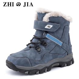 Boots High Quality Boys girl Winter Snow Platform Warm Cotton Shoes Leather Autumn Waterproof Kids Footwear Child Sneaker 5 12y 231117