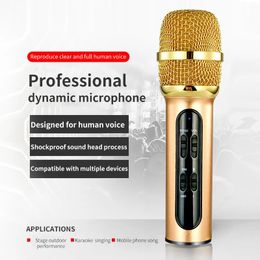 Microphones Portable Professional Karaoke Microphone Sing Recording Live Microfone for Mobile Phone Computer with Sound Card Chinese version 231117