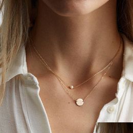 Pendant Necklaces Stainless Steel Choker Imitated Pearl Necklaces For Women Gold Colour Layered Chain Jewellery Drop Delivery J Dhgarden Otqaj