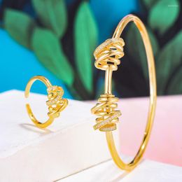 Necklace Earrings Set Missvikki BOHO Sparkly Trendy Stackable Princess Bangle Ring For Women Full Micro Cubic Zircon Wedding Saudi Arabic