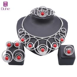 Women's Jewellery Set Formal Party Crystal Necklace Earrings Bangle Ring High Quality Banquet Jewelery Set