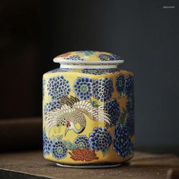 Storage Bottles European Ceramic Jar Living Room Desktop Golden Stroke Candy Organiser Creative Flower Pattern Tea Jars Home Decoration