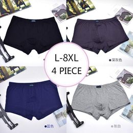 Underpants 4pcs/Lot L-8XL Men'S Boxer Underwear Cotton Boxers Loose Man Breathable Panties Solid Shorts Brand Plus Size A15