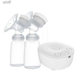 Breastpumps Double Electric Breast Pump USB Electric Breast Pump With Baby Milk Bottle Cold Heat Pad BPA free Powerful Breast PumpsL231118