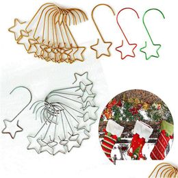 Christmas Decorations 20Pcs/Lot Ornaments Hooks Stainless Steel Star Shaped Hangers Tree For Balls Xmas Party Drop Delivery Home Gar Dhtmg
