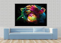 Modern Abstract Watercolour Wall Art Thinking Monkey Canvas Painting Home Decor Graffiti Wall Pictures for Living Room Animal Poste3885219