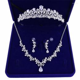 Headpieces Luxury Wedding Rhinestone Crown Tiaras Earring Necklace Set Fashion Crystal Bride Jewelry Sets