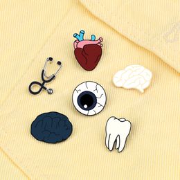 Organ Brain Eye Tooth Mini Stethoscope Brooch Enamel Pin For Doctor Nurse Dentist Jackets Collar Lapel Pin Badge Medical Jewelry Fashion JewelryBrooches medical