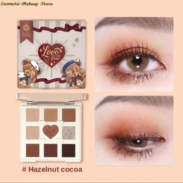 Eye Shadow Flower knows eye shadow teddy bear nine grid exquisite Colour pearl chameleon shiny makeup filbert cocoa bouquet board 231117