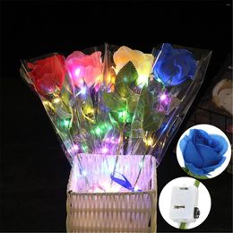 Decorative Flowers Autumn Artificial Gift Luminous Valentines Simulation Rose PC LED Party Glowing 1 Roses Home Decor Set