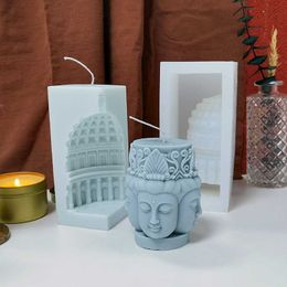 Scented Candle Buddha Statue Candle Silicone Mould DIY Guanyin Tathagata Dome Plaster Handmade Soap Candle Making Z0418