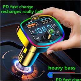 Other Interior Accessories Other Interior Accessories Car Fm Transmitter Bluetooth 5.0 Charger Mp3 Music Player Pd 18W Typec Dual Usb Dhvxe