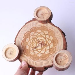 Decorative Figurines Wooden Three-ball Base Chakra Meditation With OM/Vortex Goddess Symbol