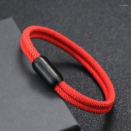 Charm Bracelets Minimalist Handmade Milan Rope Bracelet Black Stainless Steel Magnetic Mens Thread Braclet For Male Armband Jewellery Homme