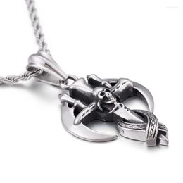 Chains Stainless Steel 316L Cross Skull Punk Pendant Necklace