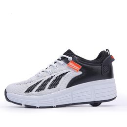 Sneakers Children Wheel Shoes Kids Roller Skates Fashion Fly Weave Boys Girls Women Sports Casual Breathable Size 3242 231117