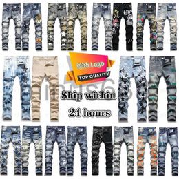 Jeans da uomo Designer Uomo Viola Donna Uomo Amirs Slim Fit Denim Lettera Stampa Pantaloni Moda Lusso Vacanza Outdoor Streetwear Abbigliamento Pantaloni di grandi dimensioni Jean