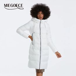 Women's Down Parkas MIEGOFCE 2023 Winter Elegant Women Long Cotton Jacket Hooded Warm Windproof Female Coat Zipper Stand Collar Parka D20680 231117