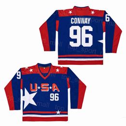 College Hockey US 96 Charlie Conway Jerseys Mighty Team Color Blue Embroidery And Sewing Breathable University Vintage For Sport Fans Breathable Pure Cotton Retro