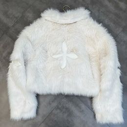 Women's Fur Faux Fur Fur Coat Autumn And Winter Women Jacket Lady Parka Black White 231117