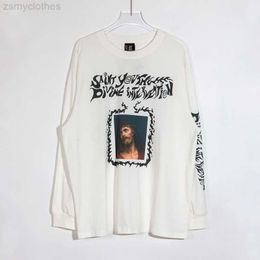 Men's T-Shirts Saint Michael Spring Summer Men Women T Shirt Profile Photo Vintage Hip Hop High Street Casual Oversized Long Sleeve Tee