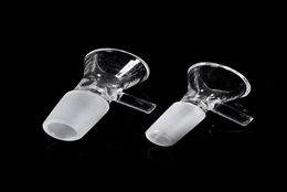 Großhandel hochwertige Glasschüsseln Wasserpfeifen dicke runde Filterschüssel mit Griff 14 mm 18 mm männliche klare Farbe für Wasserbong-Rauchwerkzeuge auf Lager8016278
