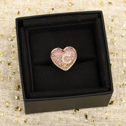 2023 Luxury quality charm punk band ring with diamond heart shape pink have box stamp in 18k gold plated PS7842A