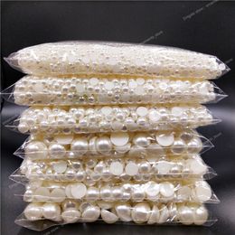 3-16mm Half Round Acrylic White Ivory Imitation Pearl Flatback Beads for Jewellery Making DIY /Headwear/Nail Art /Phone Decorate Fashion JewelryBeads