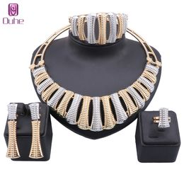 Women African Beads Jewellery Sets Gold Colourful Necklace Earring Ring Bangle Bridesmaids Jewellery Set