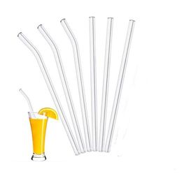 Clear Glass Straw Reusable Straight Bent Drinking Straws with Brush Eco Friendly for Smoothies Cocktails SN2793