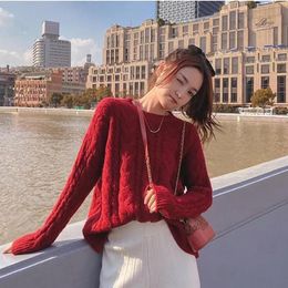 Women's Sweaters Velvet Thick Knitted Sweater Women Retro Western Style Short Student Hedging Fall/Winter Loose Outside Take LazyWomen's