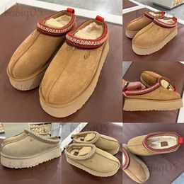 Tasman Tazz Australian Designer Chestnut Fur Slippers Sheepskin Classic Super Mini Thick Sole Winter Women Snow Suede Top Wool Ankle Boots T231118